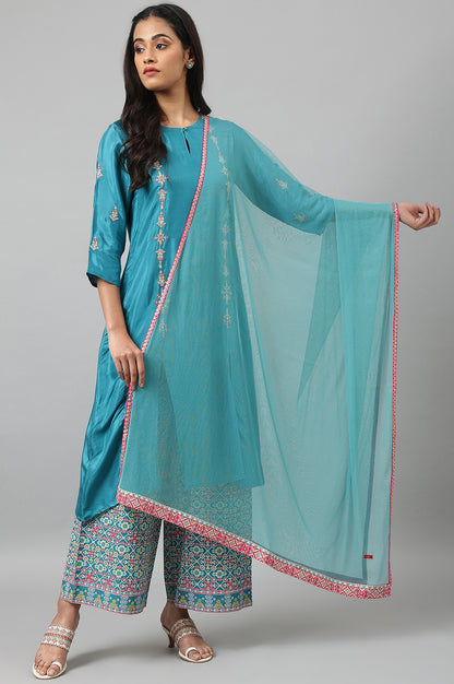 Light Blue Mesh Dupatta