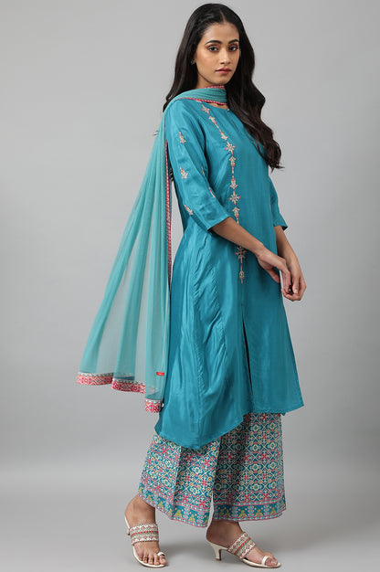 Light Blue Mesh Dupatta