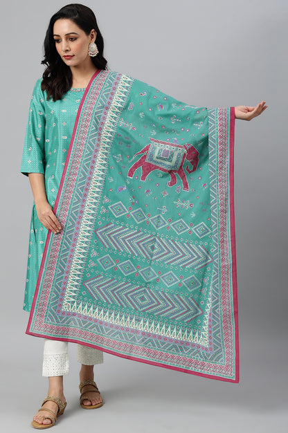 Green Voile Printed Dupatta