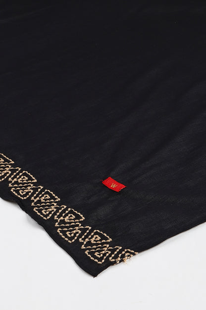 Black Embroidered And Patti Detail Dupatta