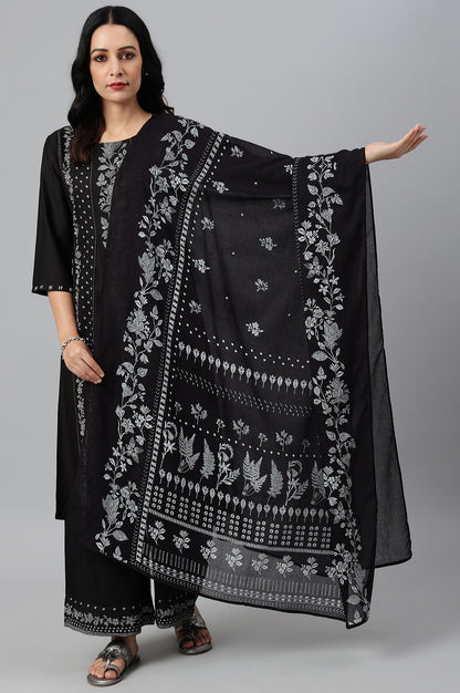 Ecru Voile Printed Dupatta