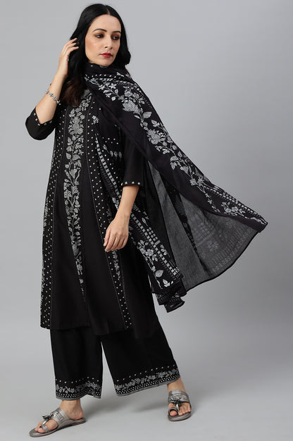 Ecru Voile Printed Dupatta