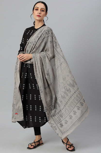 Light Grey Voile Printed Dupatta