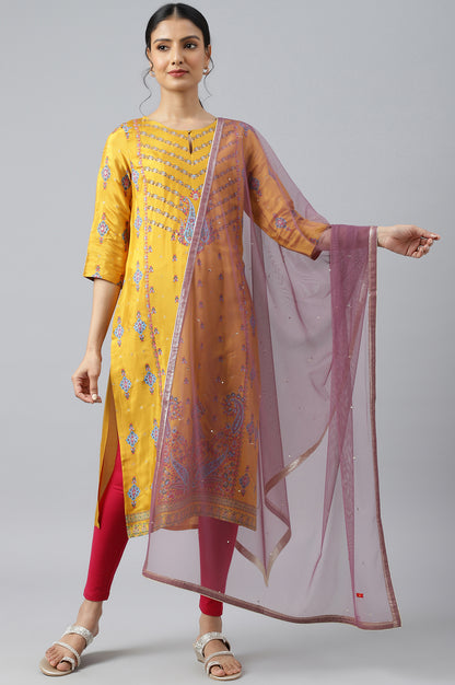 Purple Mesh Dupatta With Sequins