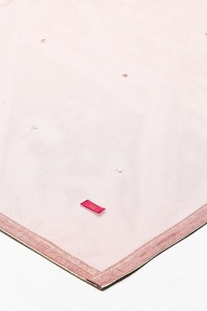 Light Pink Mesh Dupatta With Sequins