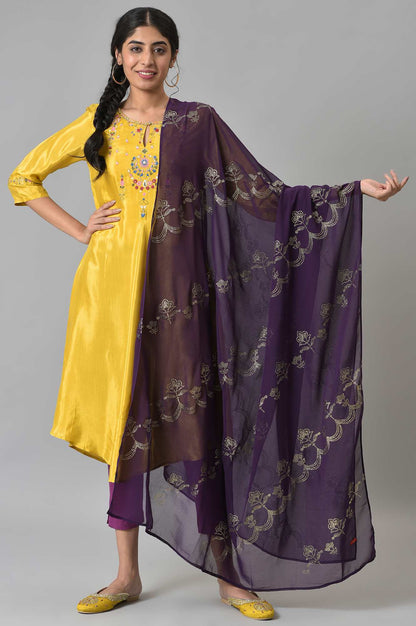 Deep Purple Grainy Georgette Mukaish Dupatta