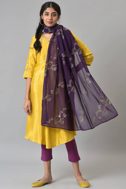 Deep Purple Grainy Georgette Mukaish Dupatta