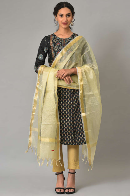 Gold Organza Dupatta With Zari Woven