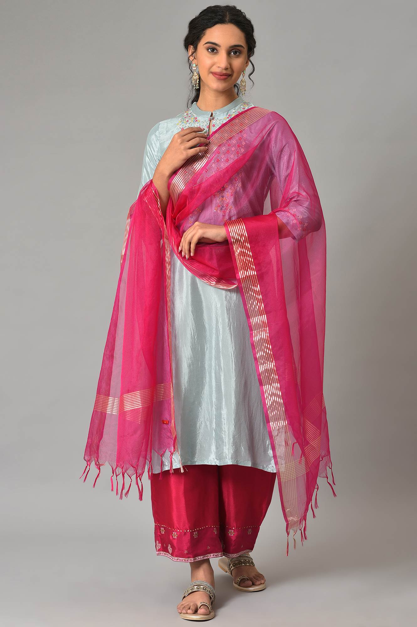 Dark Pink Organza Dupatta