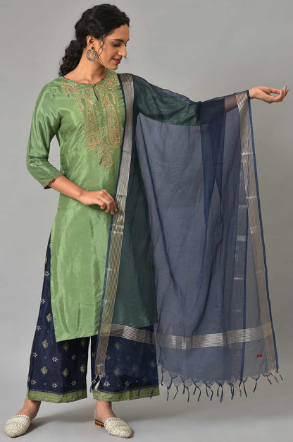 Dark Blue Organza Dupatta