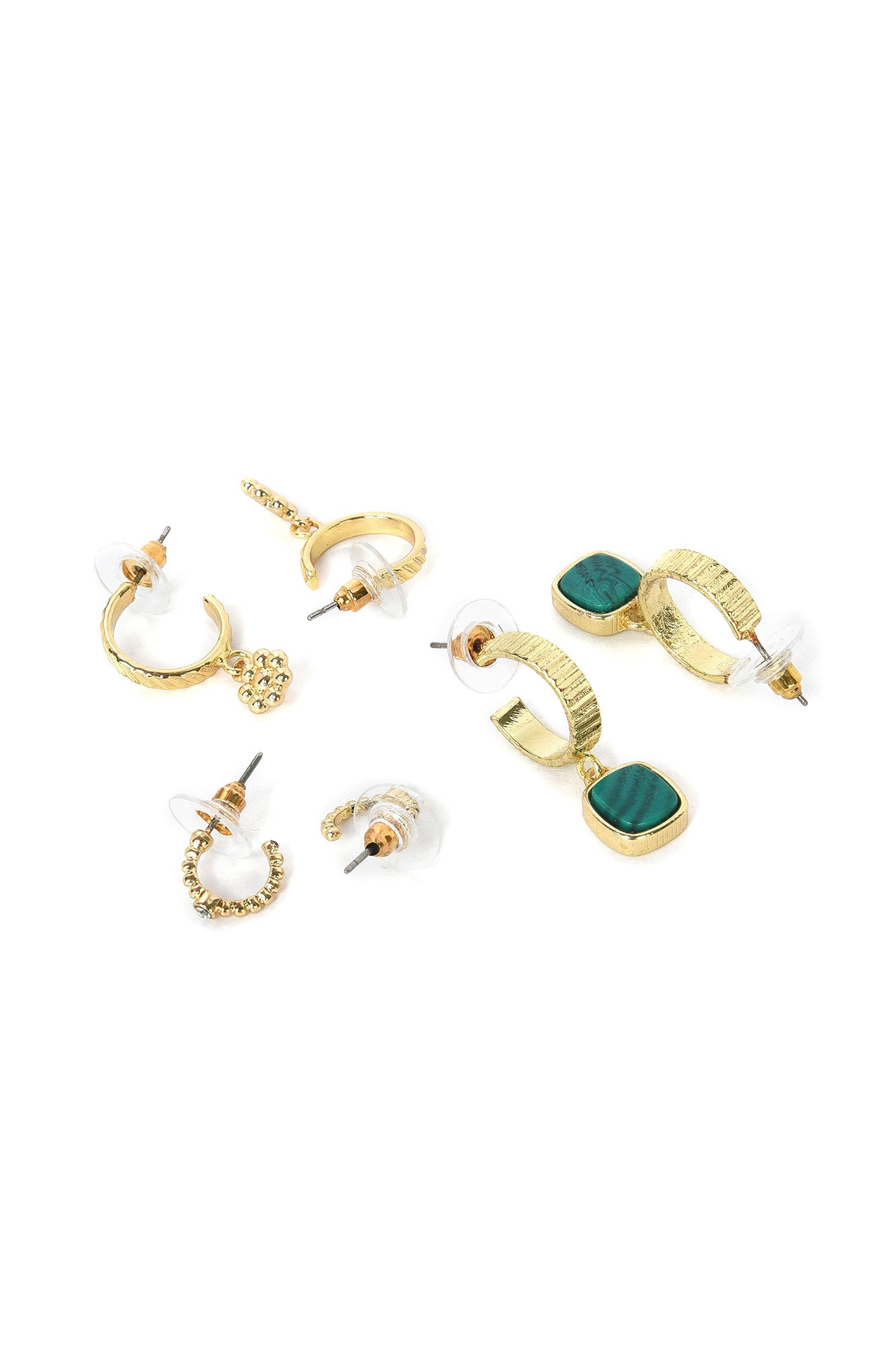 Classic Golden Textured Hoop Earrings Combo