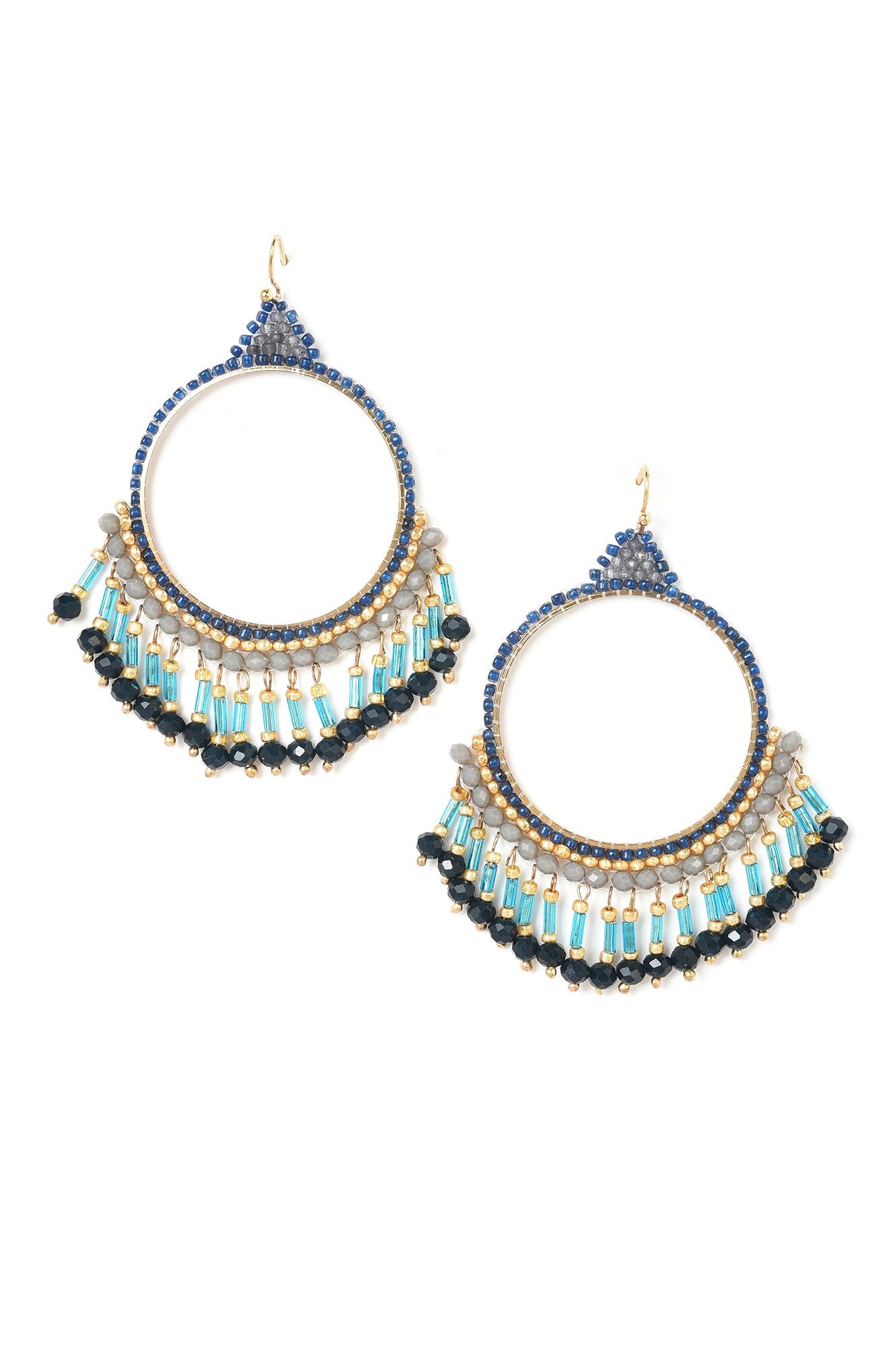 White And Gold Handcrafted Drop Earrings