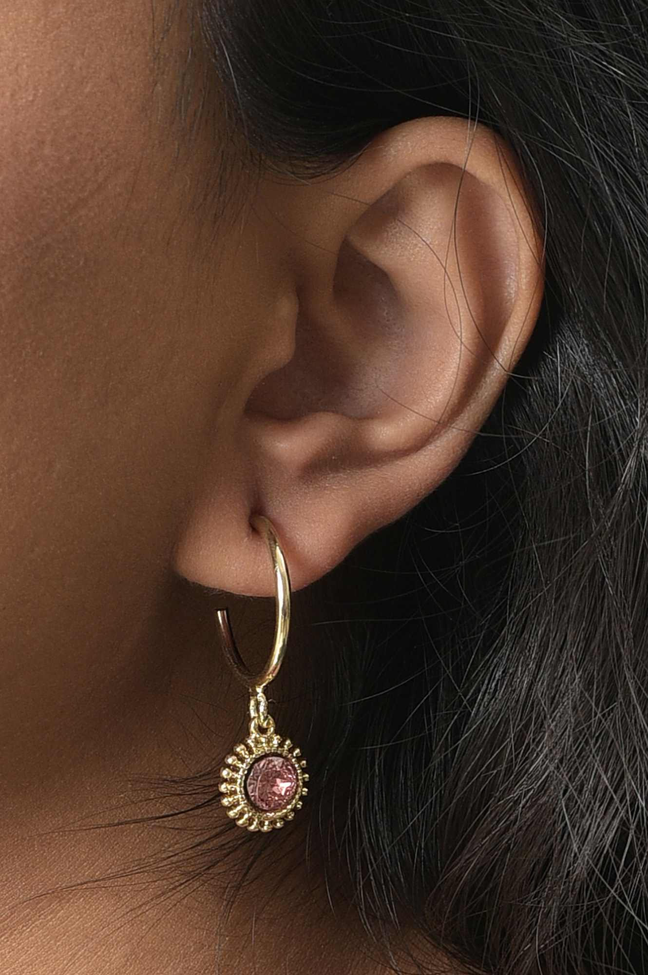 Coral And Gold Crafted Hoop Earrings Combo