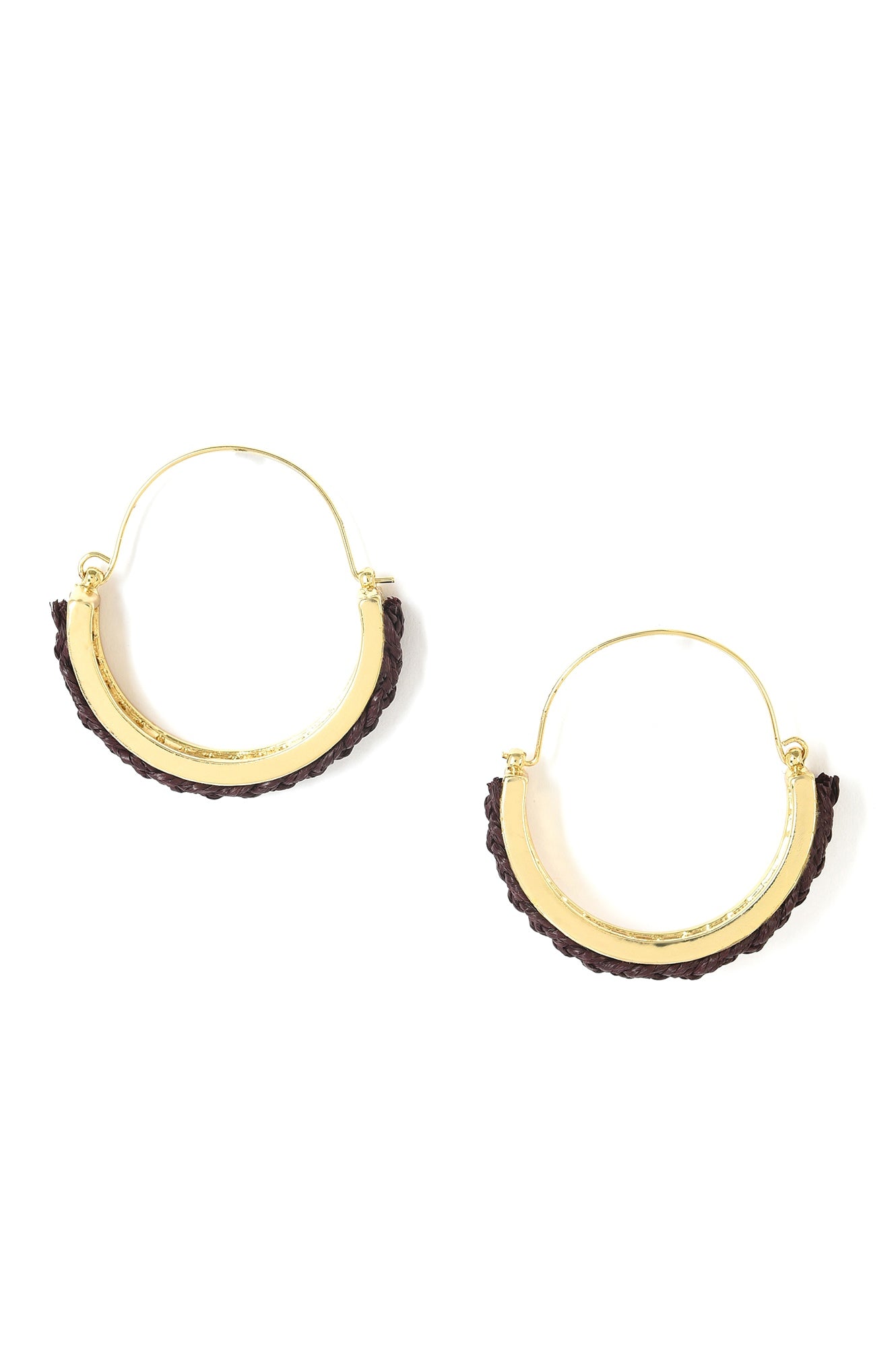 Brown Handcrafted Ethnic Hoop Earrings