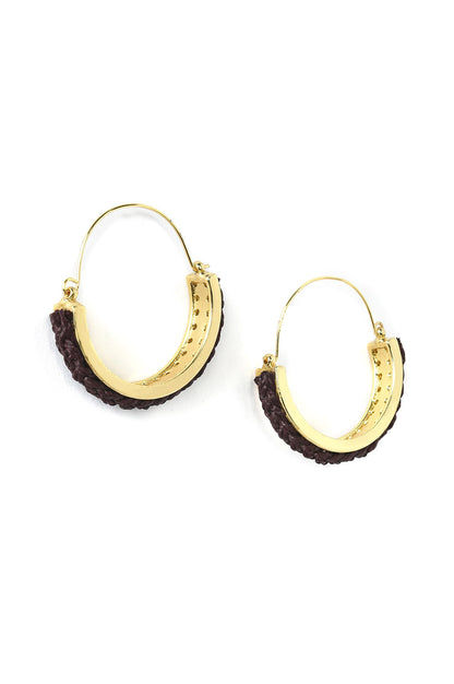 Brown Handcrafted Ethnic Hoop Earrings