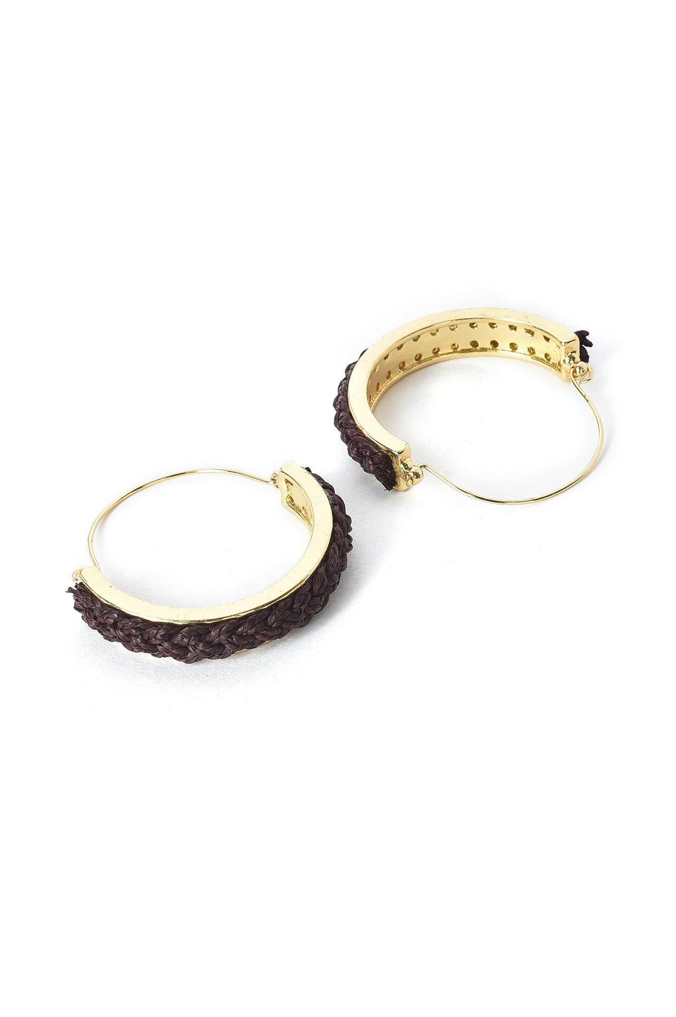 Brown Handcrafted Ethnic Hoop Earrings