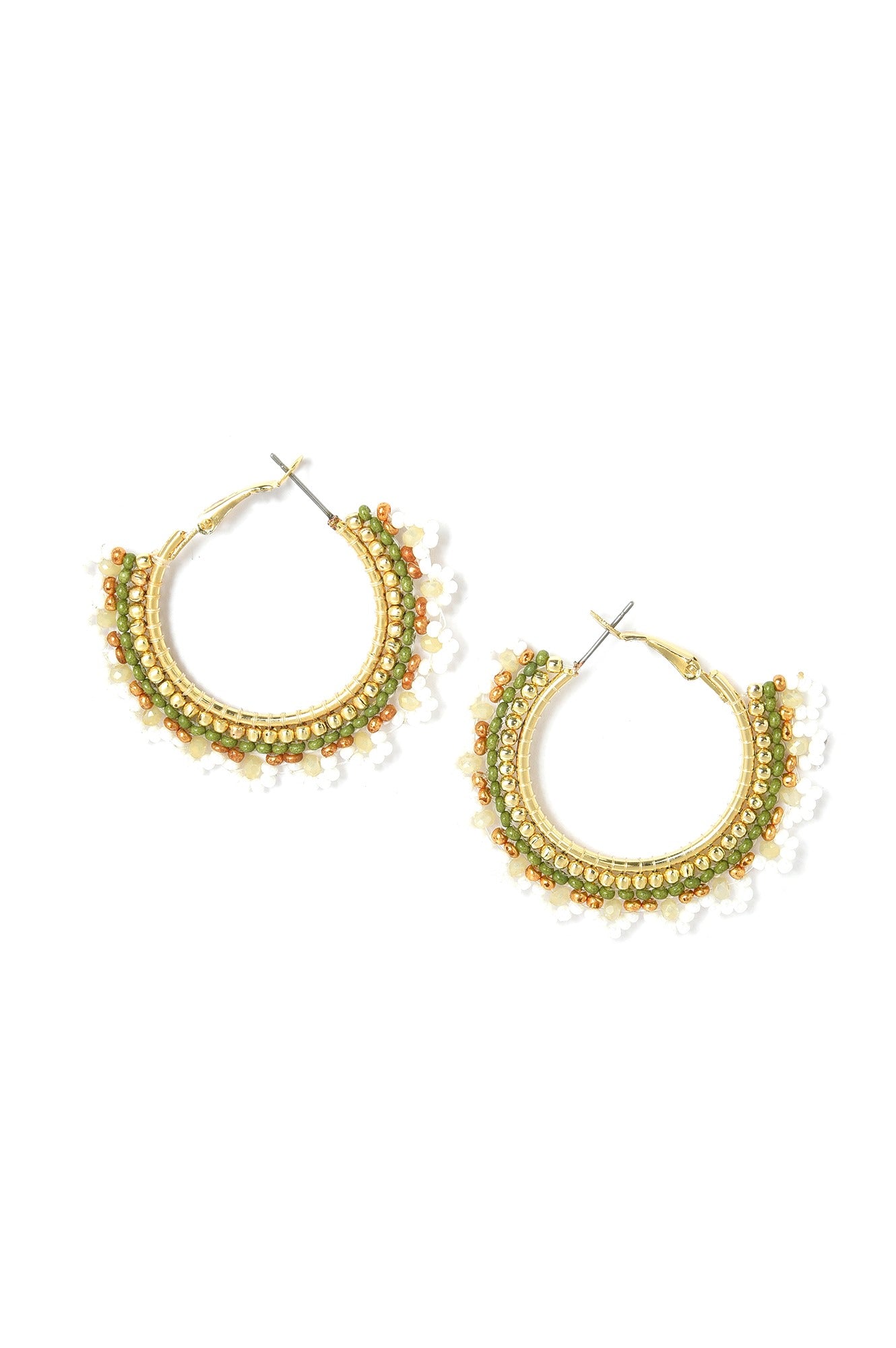 Green And Yellow Handcrafted Hoop Earrings