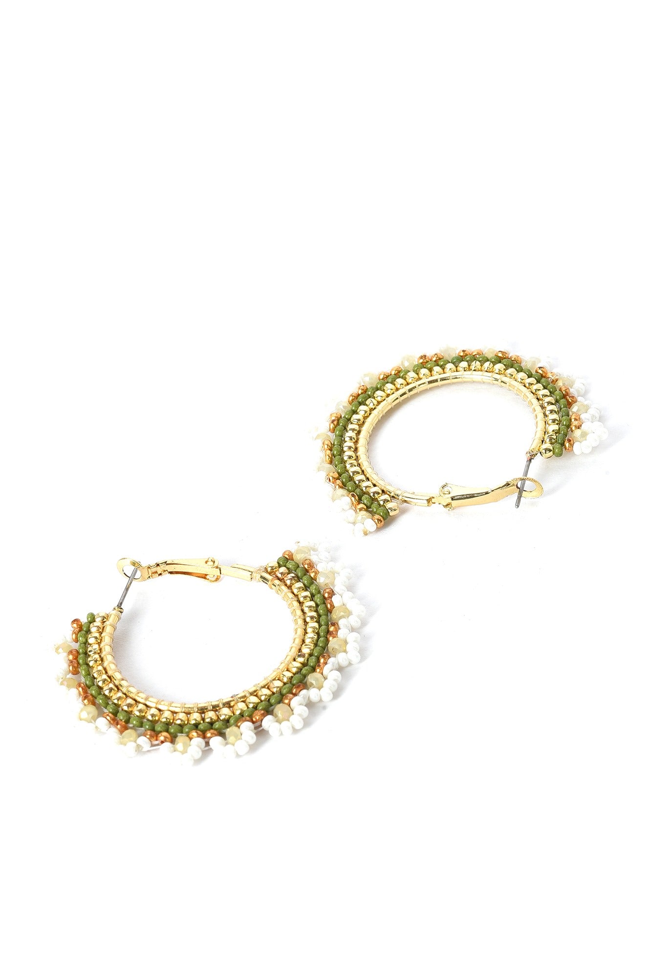 Green And Yellow Handcrafted Hoop Earrings