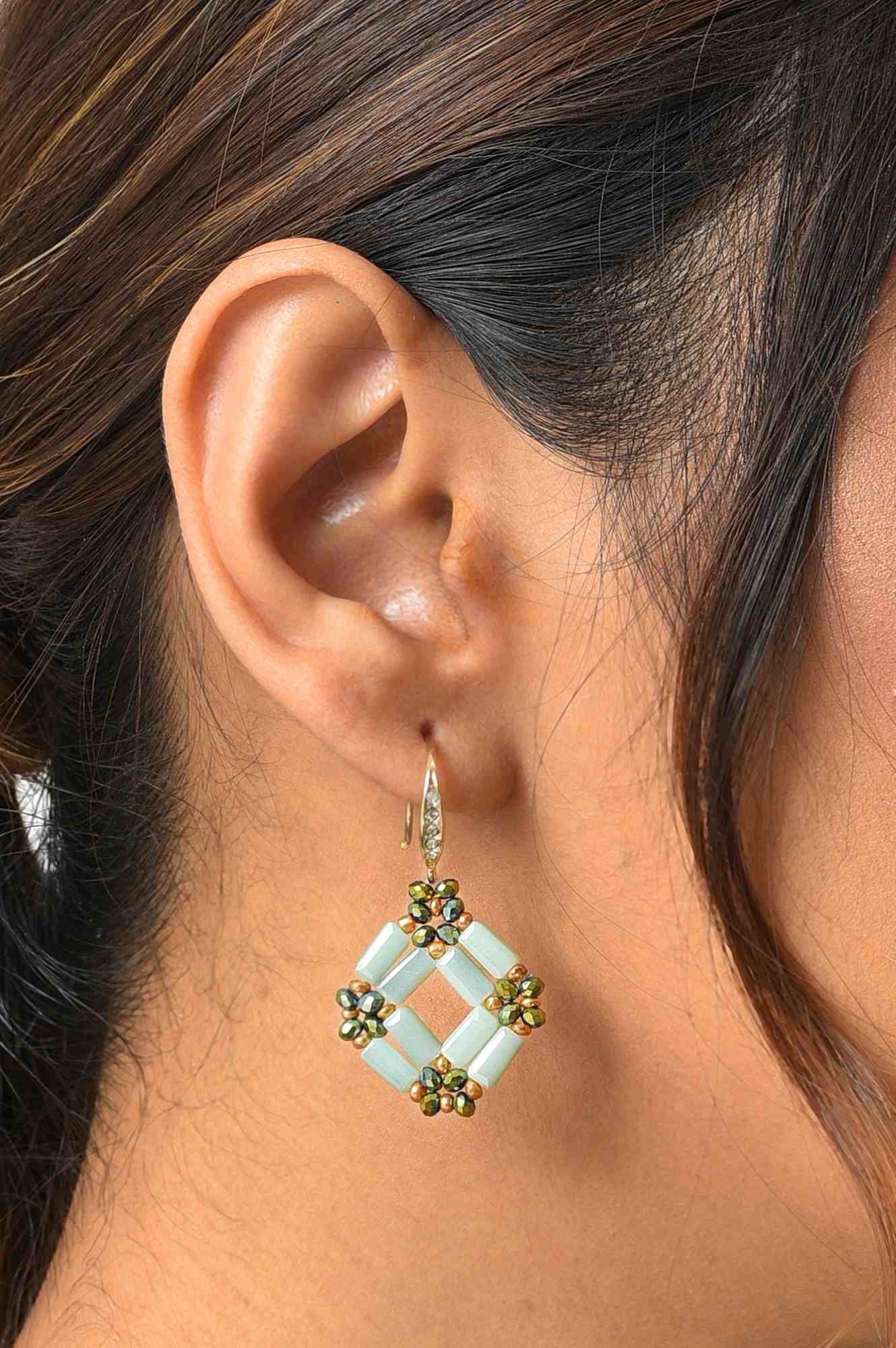 Green Handcrafted Drop Earrings