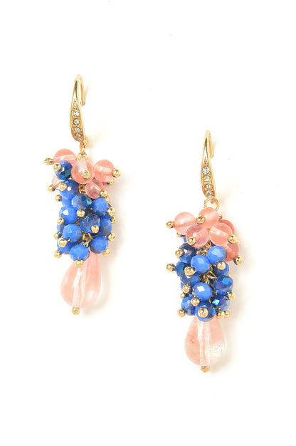 Blue And Pink Beads Handcrafteddrop Earrings