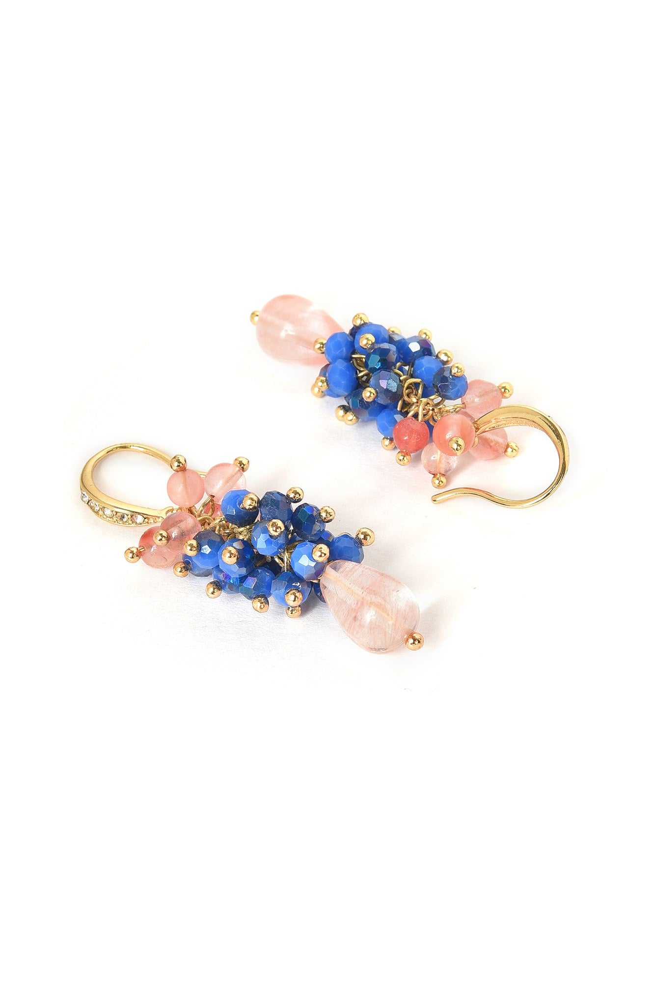 Blue And Pink Beads Handcrafteddrop Earrings