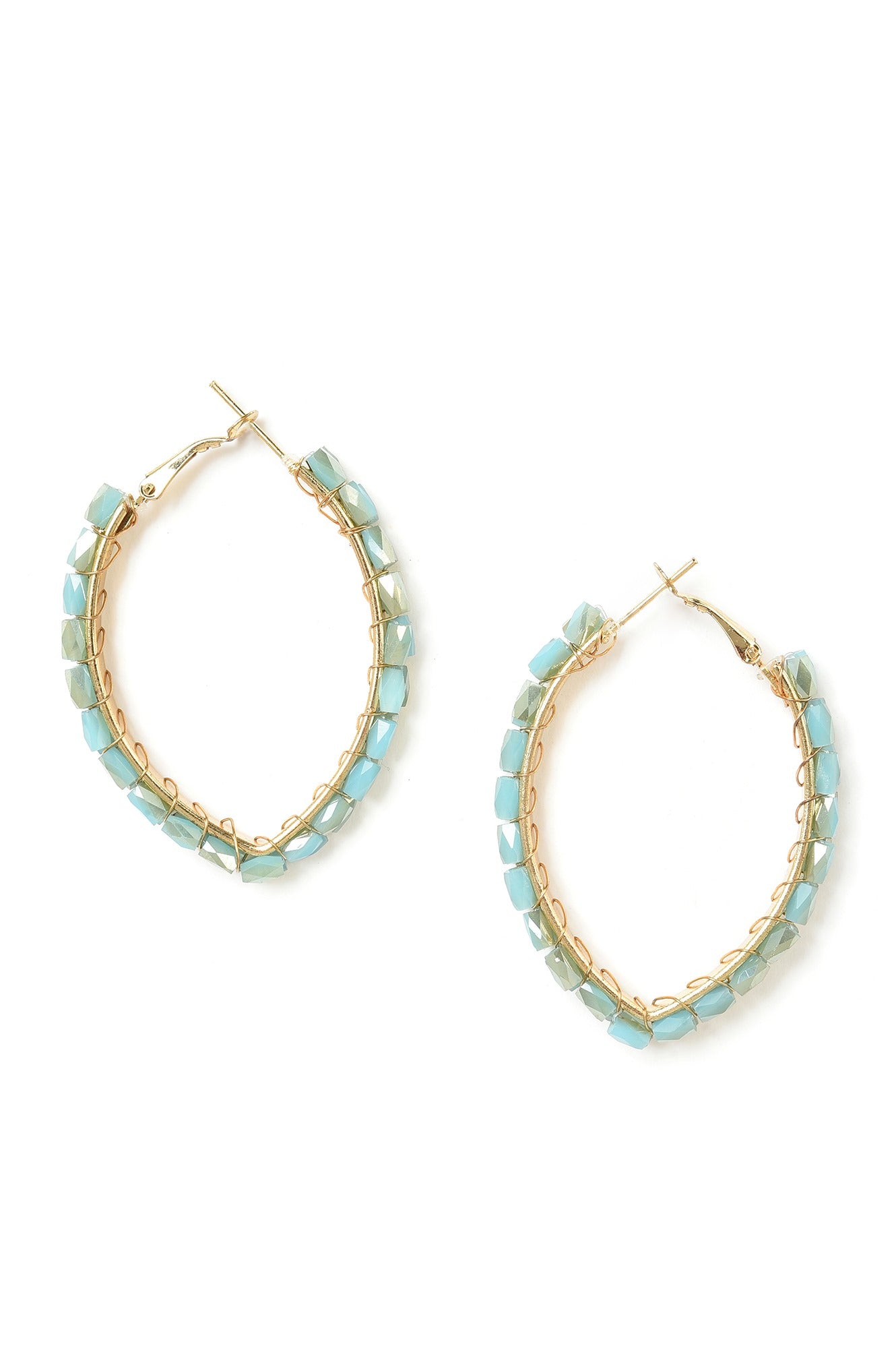 Blue Hoop Earrings In Marquise Shape