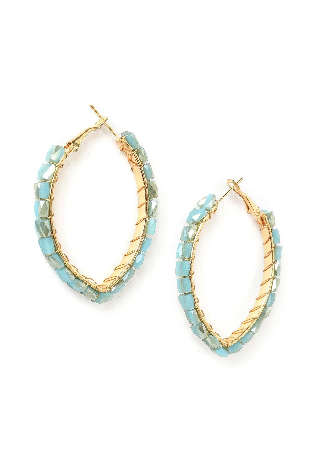 Blue Hoop Earrings In Marquise Shape