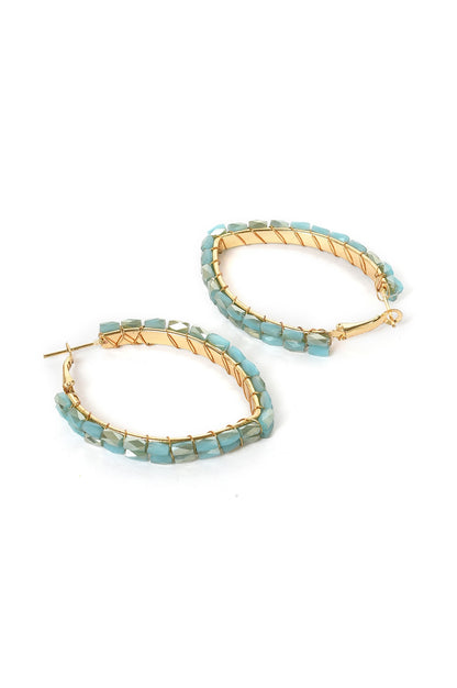 Blue Hoop Earrings In Marquise Shape