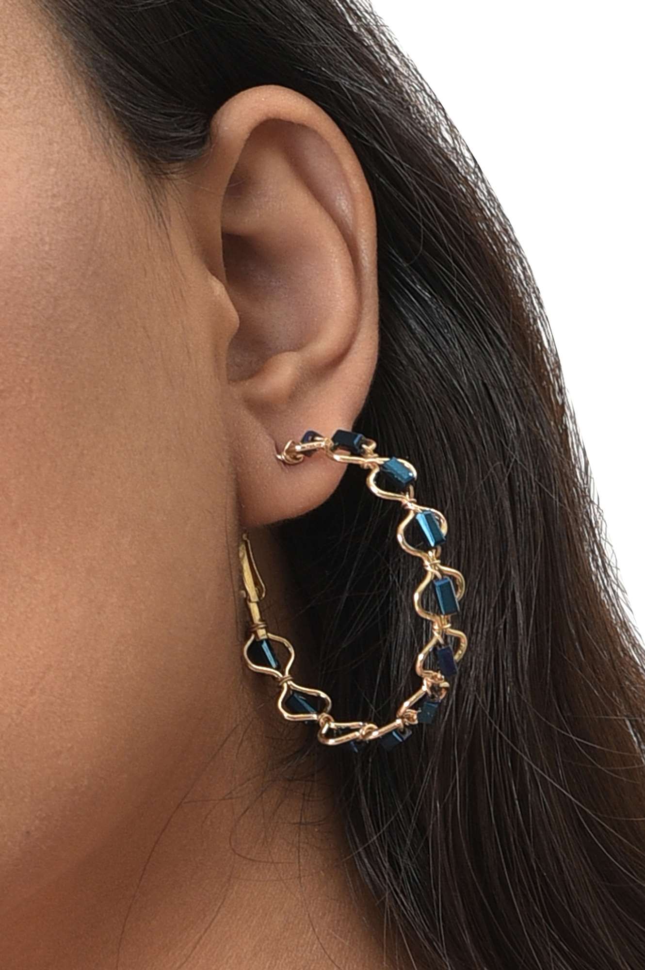 Blue Handcrafted Hoop Earrings