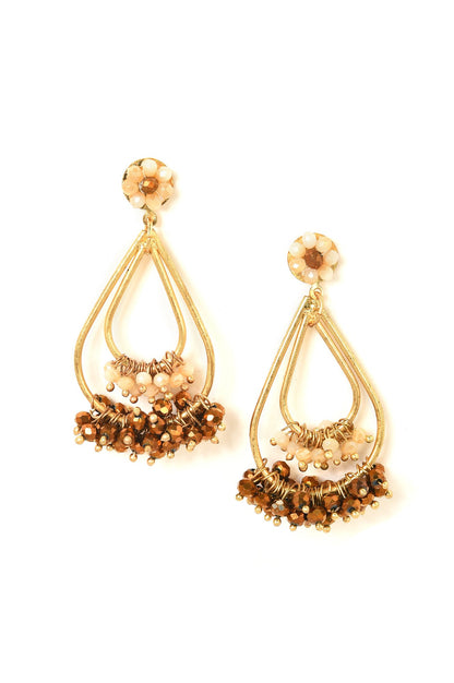 Brown Pear Shaped Dangler Earrings