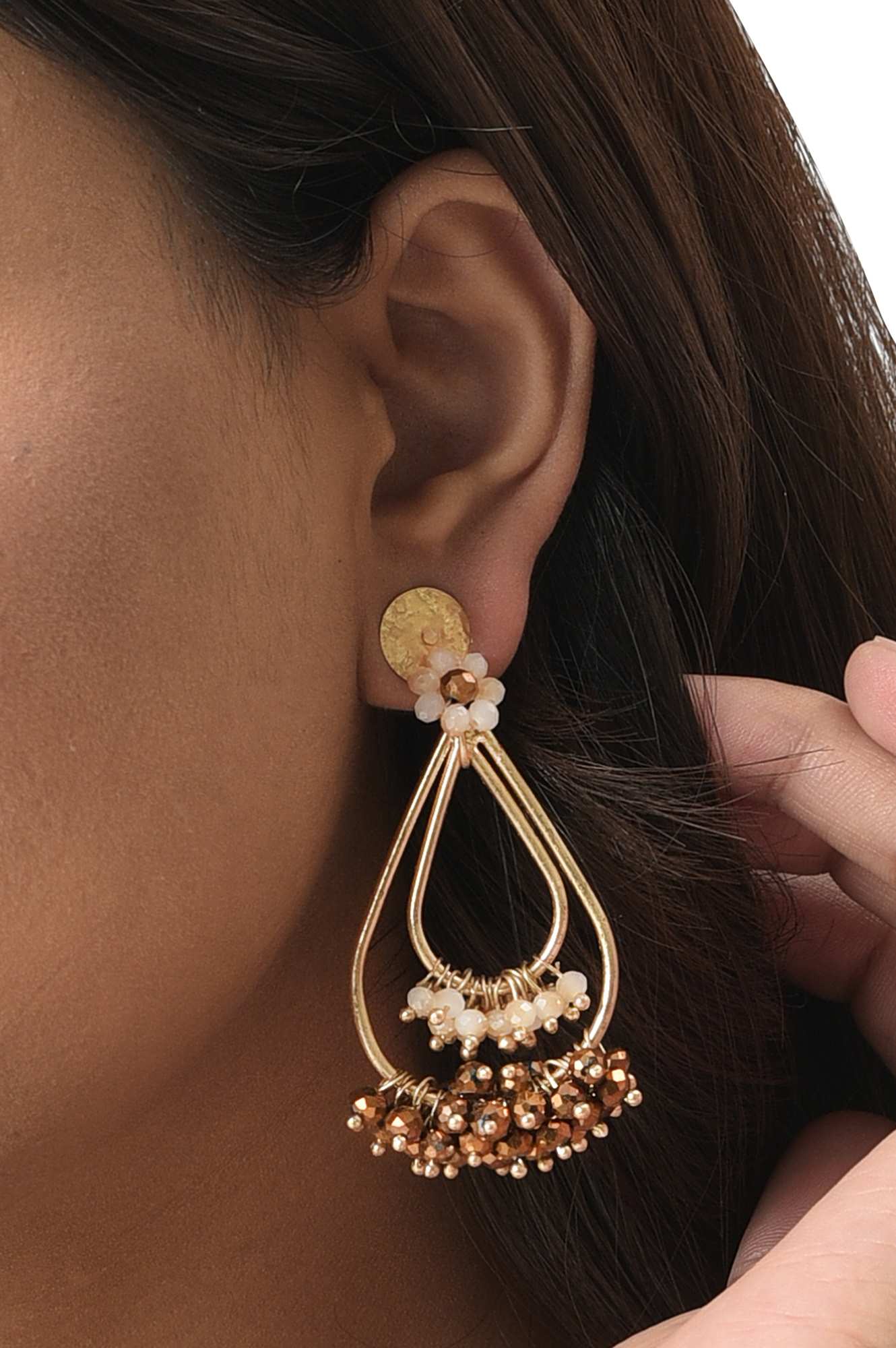 Brown Pear Shaped Dangler Earrings