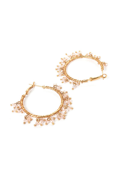 Pink Bead Work Hoop Earrings