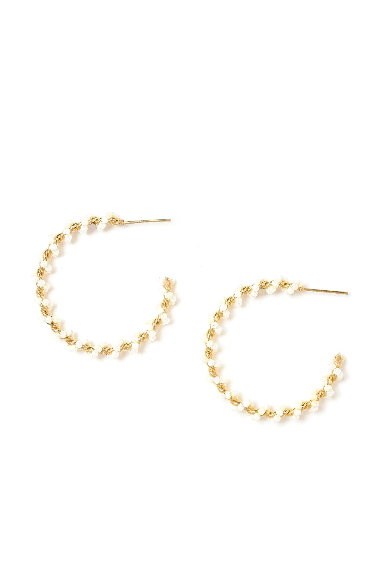 White Handcrafted Hoop Earrings