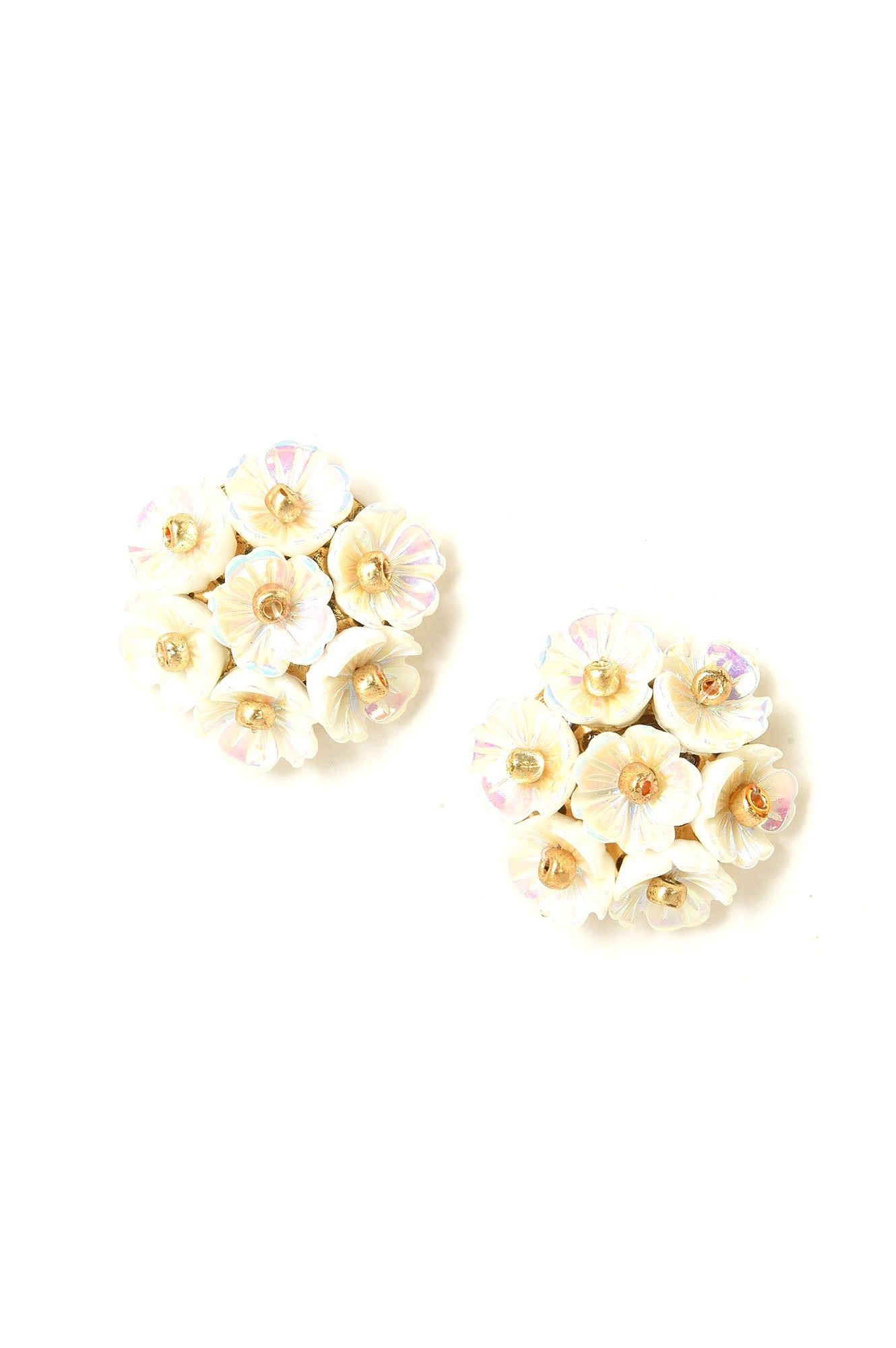 White Handcrafted Stud Earrings