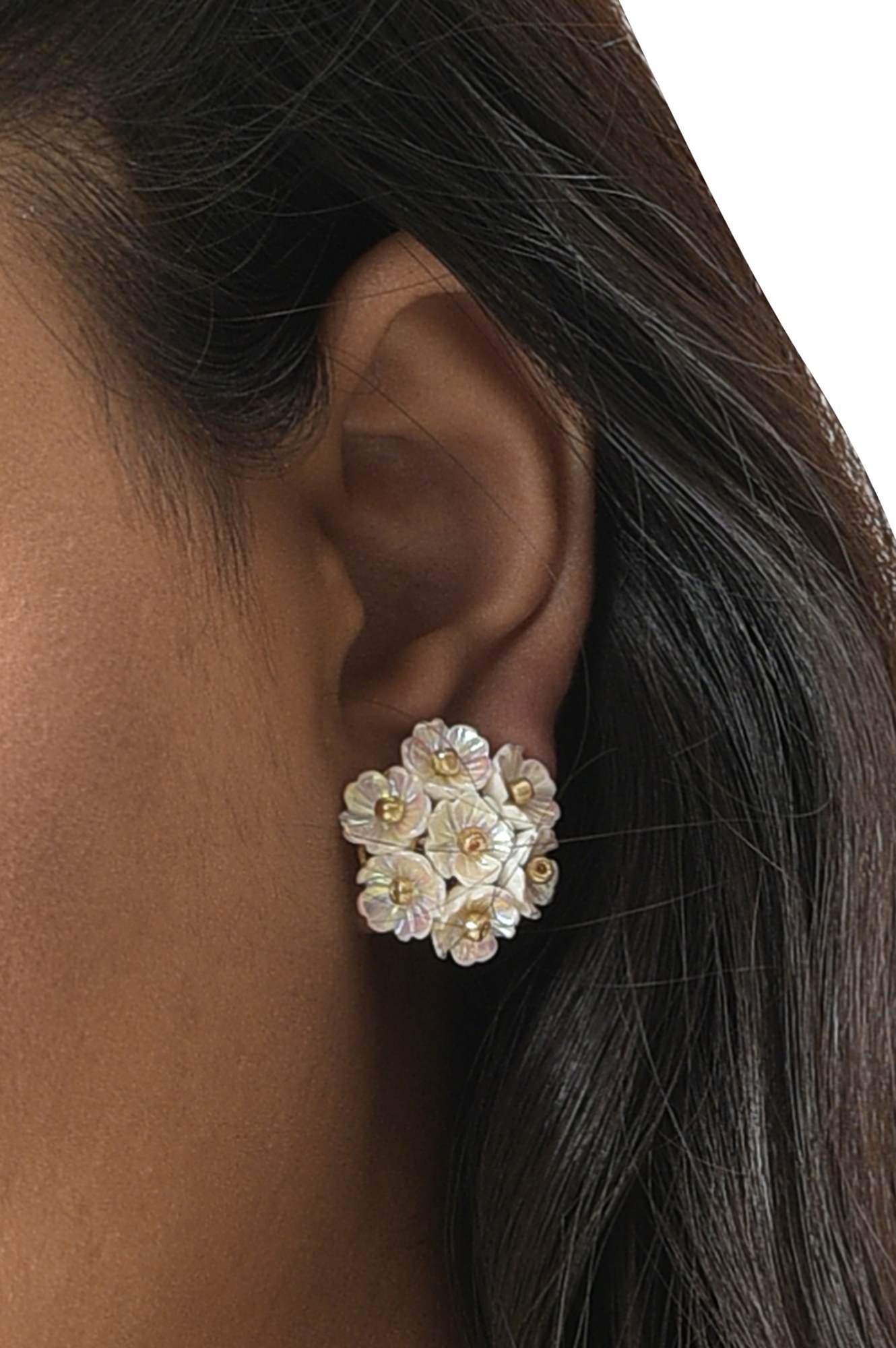 White Handcrafted Stud Earrings