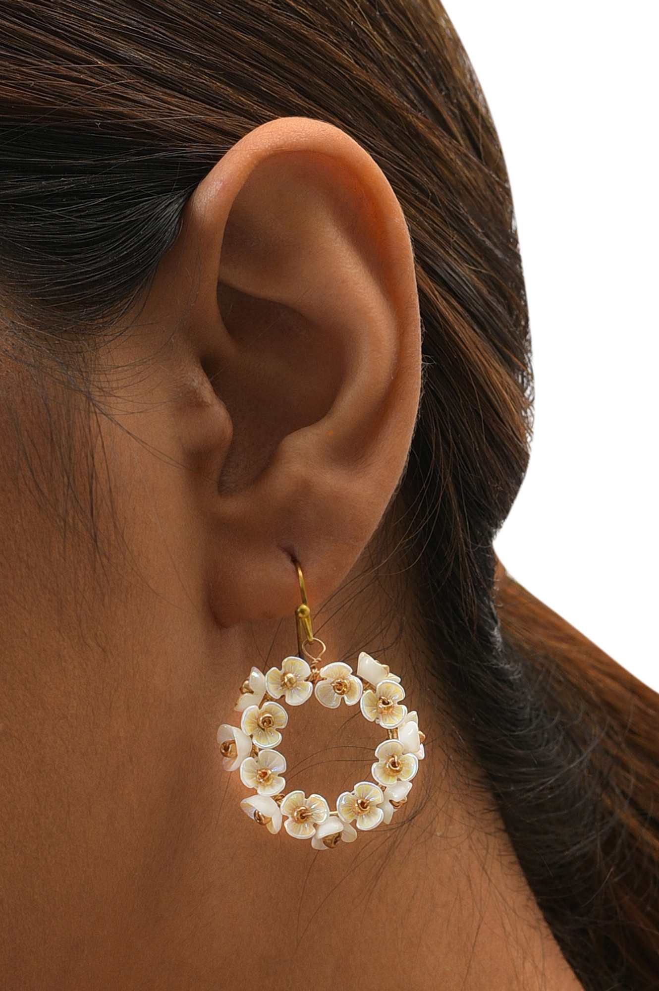 White Handcrafted Drop Earrings