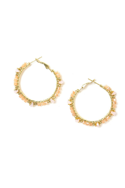 Beige Handcrafted Hoop Earrings