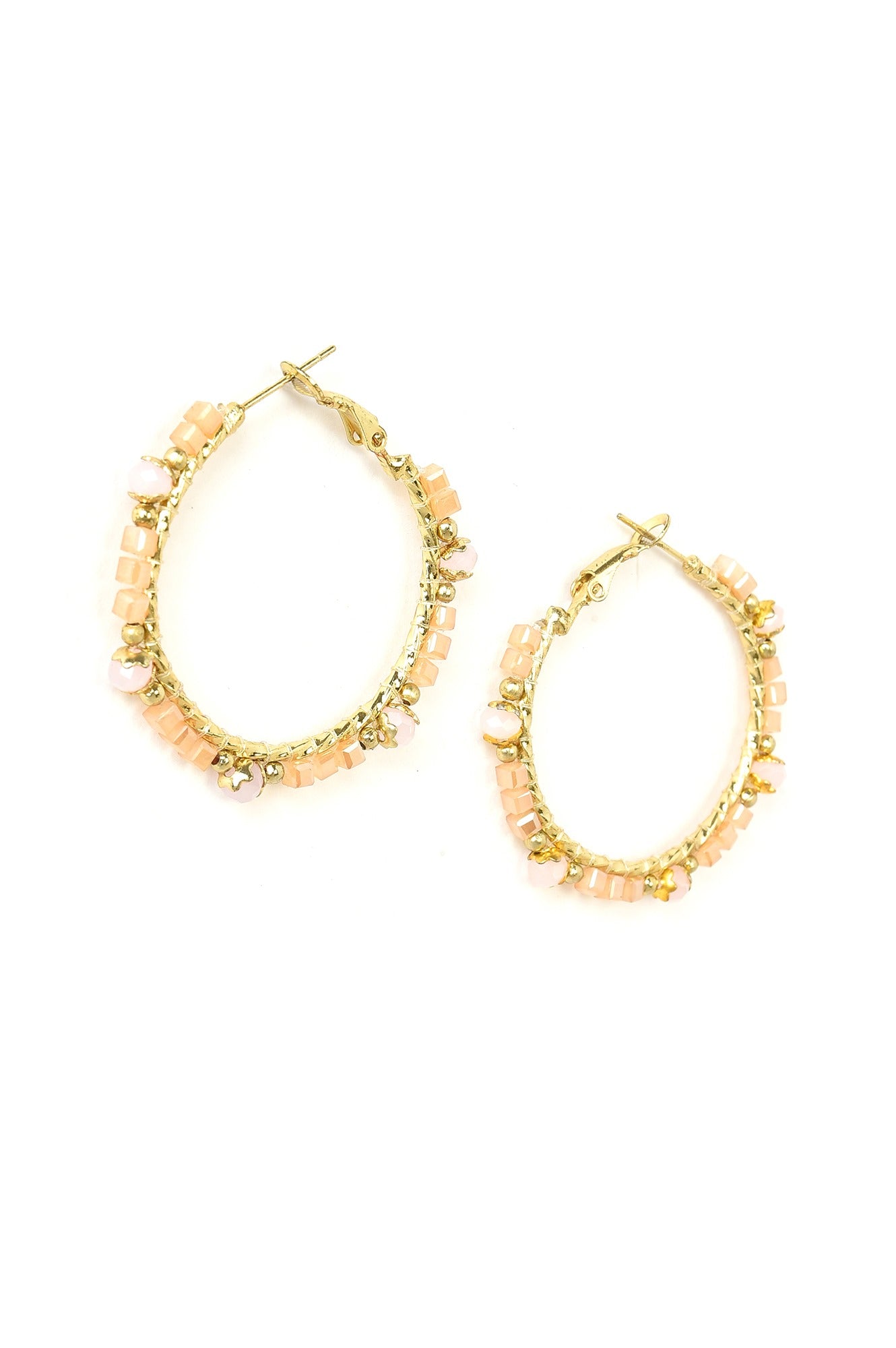 Beige Handcrafted Hoop Earrings