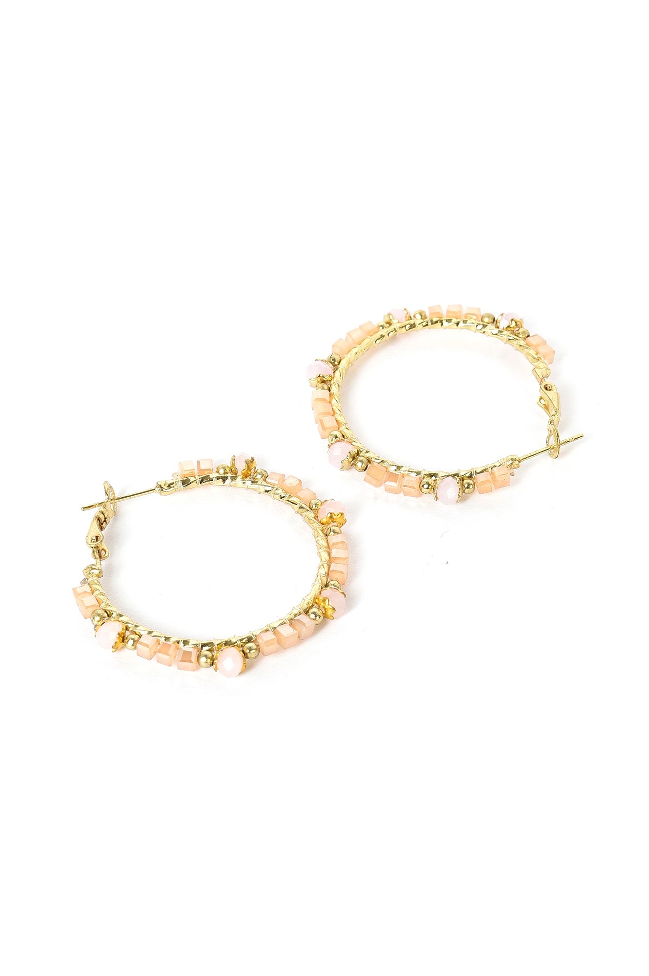 Beige Handcrafted Hoop Earrings