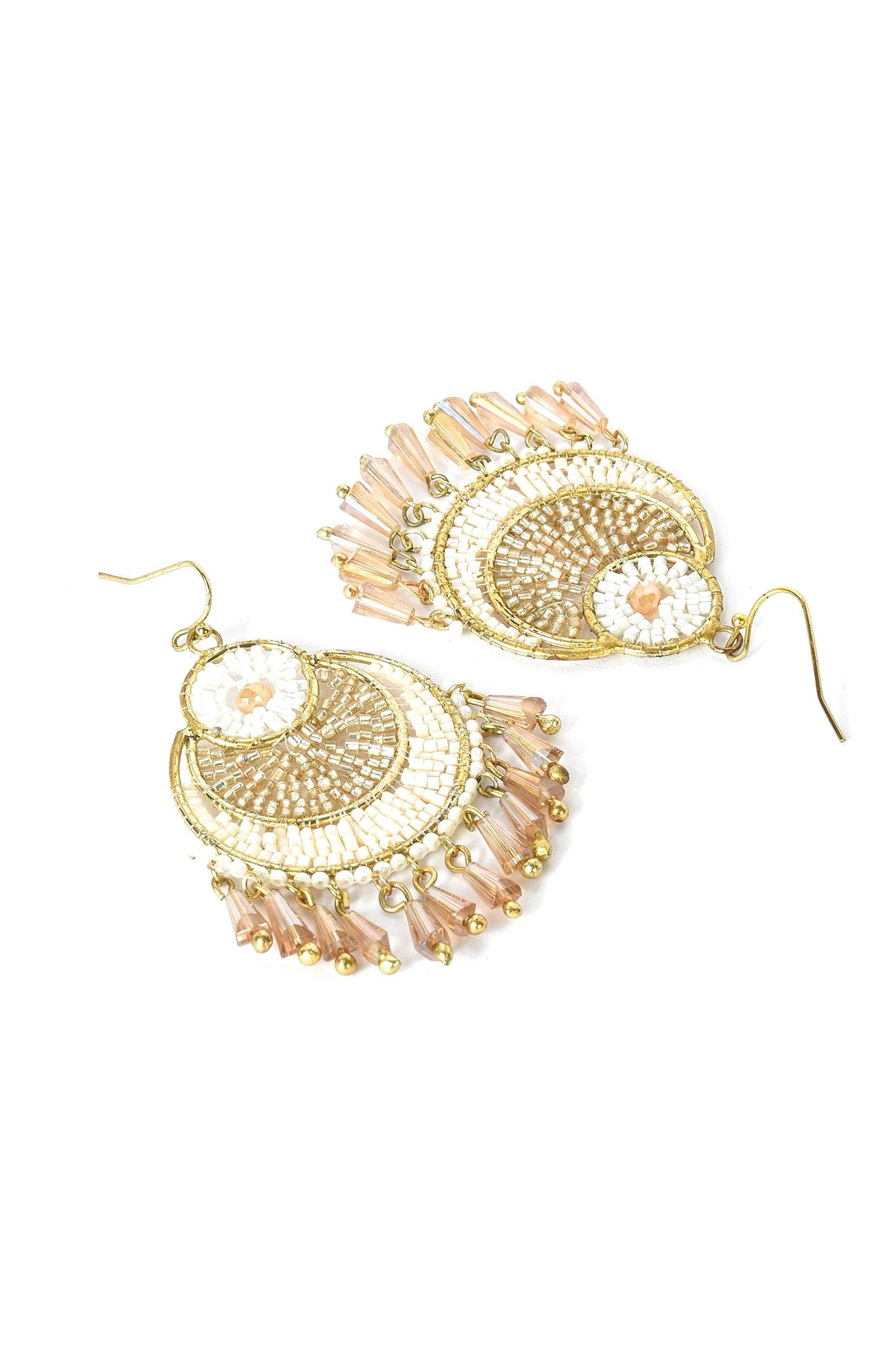 Beige Crystal Beads Dangler Earrings