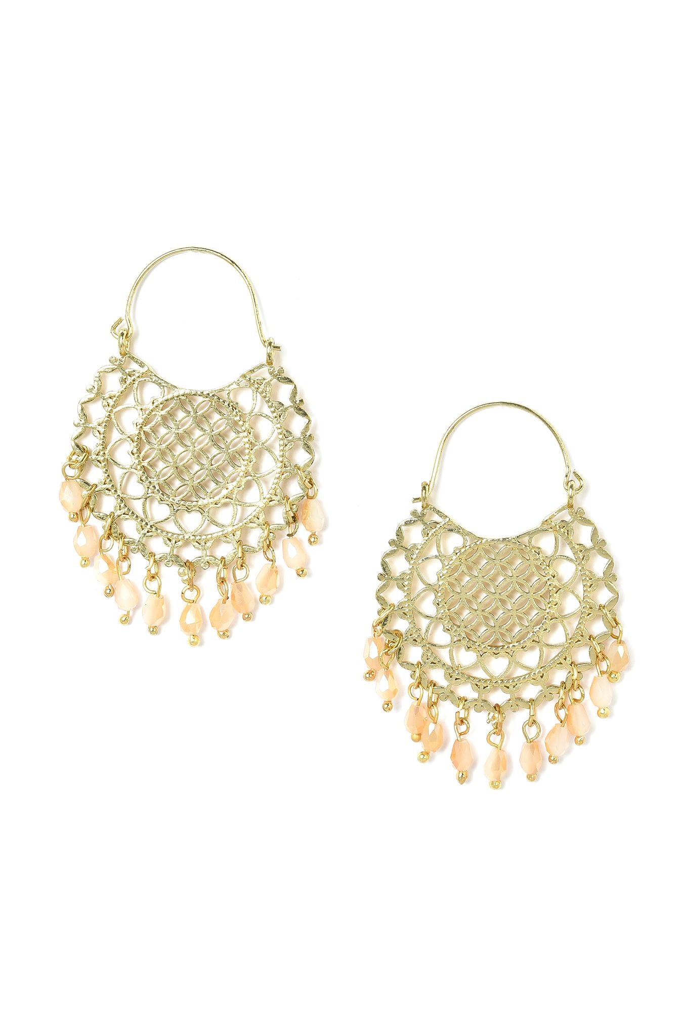 Beige Filigree Dangler Earrings