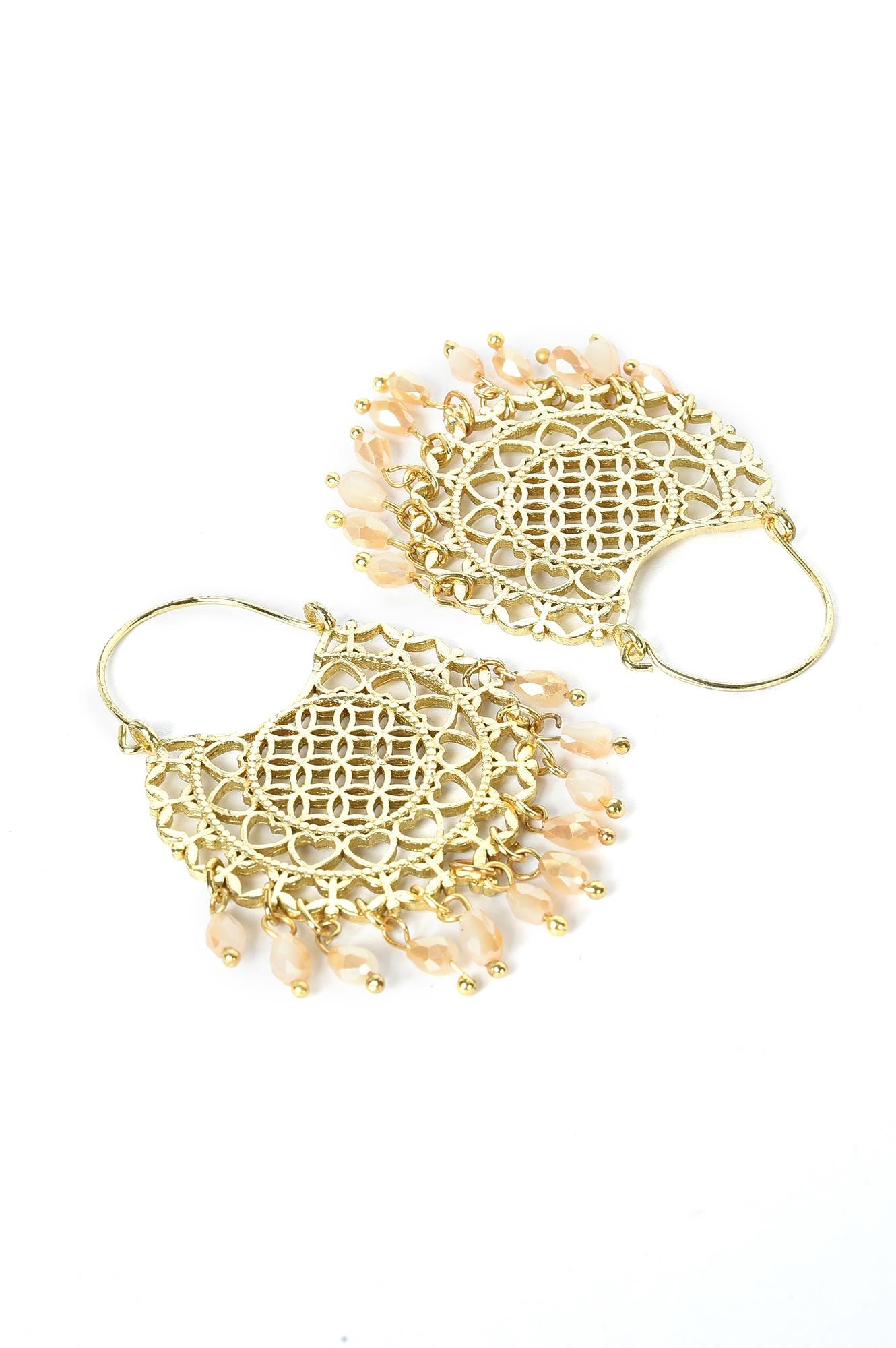 Beige Filigree Dangler Earrings