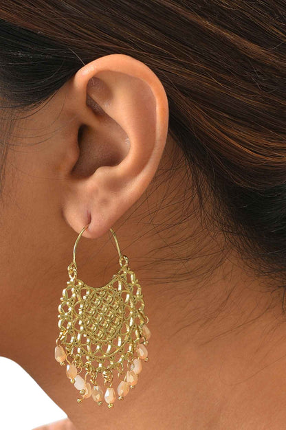 Beige Filigree Dangler Earrings