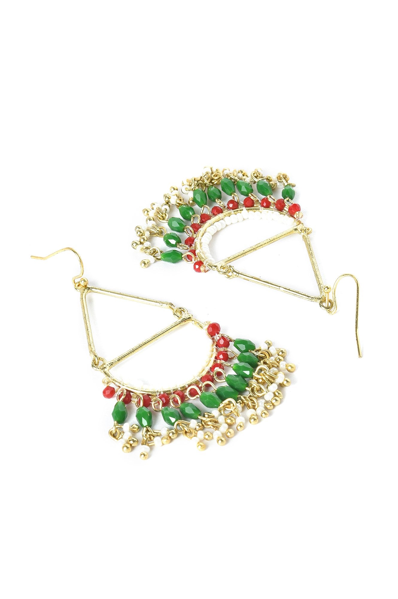 Green And Red Handcrafted Dangler Earrings