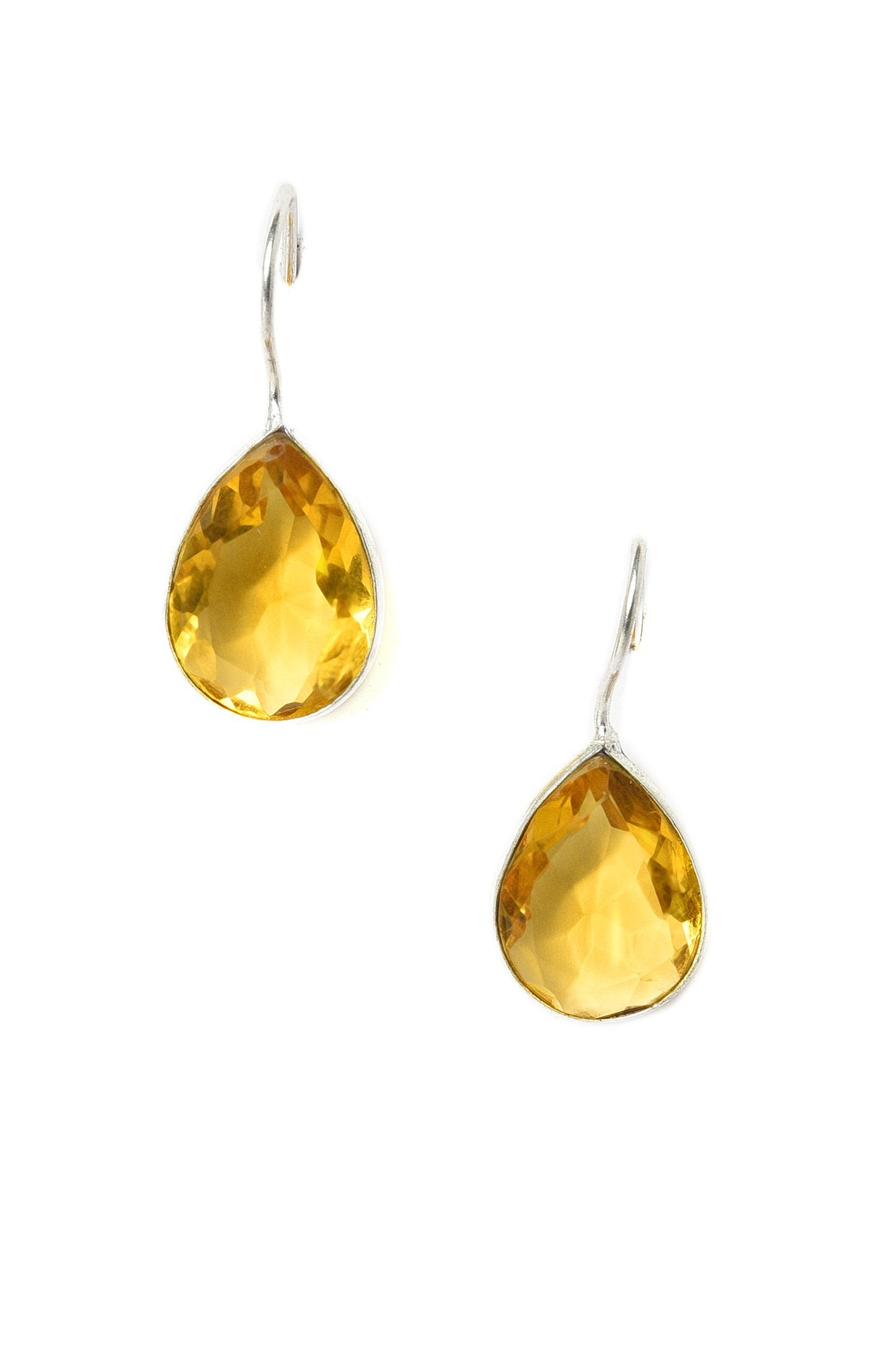 Yellow Handcrafted Drop Earrings With Stones