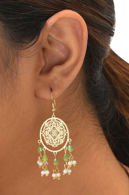 Gold Filigree Colour Dangler Earrings