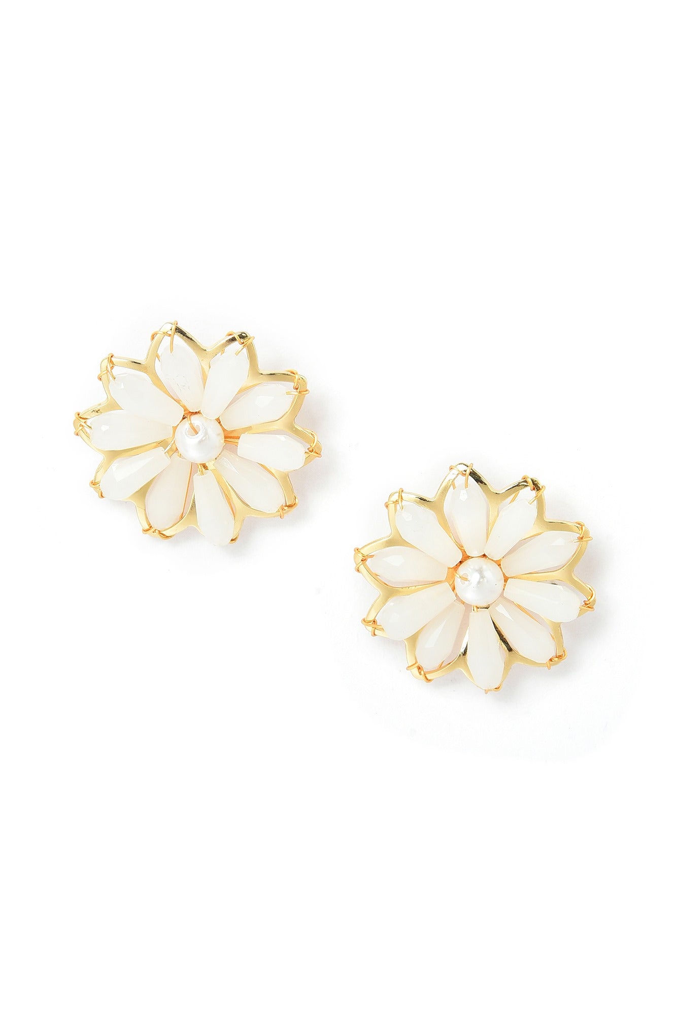 White Handcrafted Stud Earrings