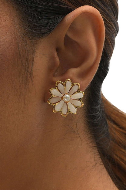 White Handcrafted Stud Earrings