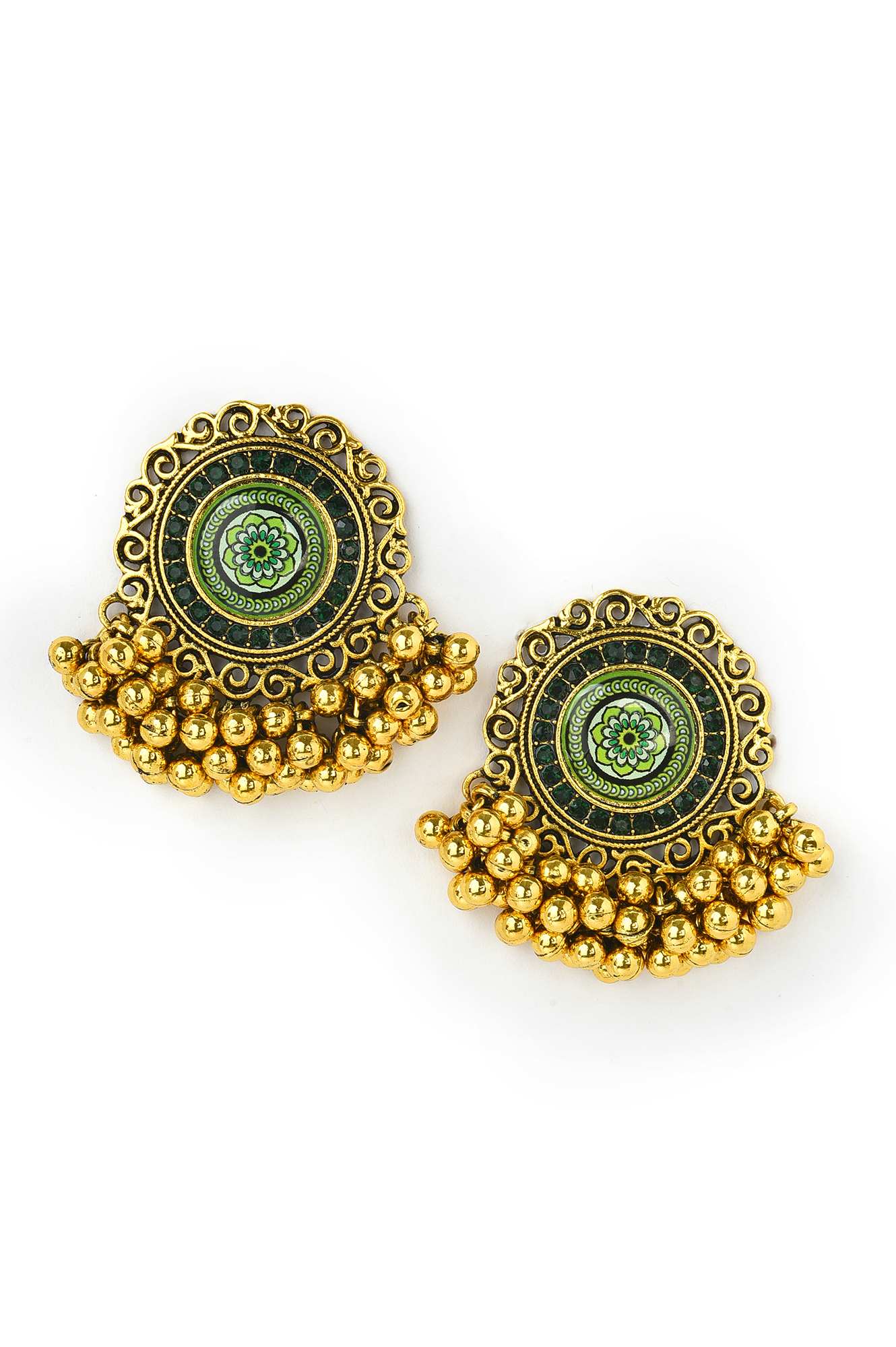 Green Handcrafted Stud Earrings