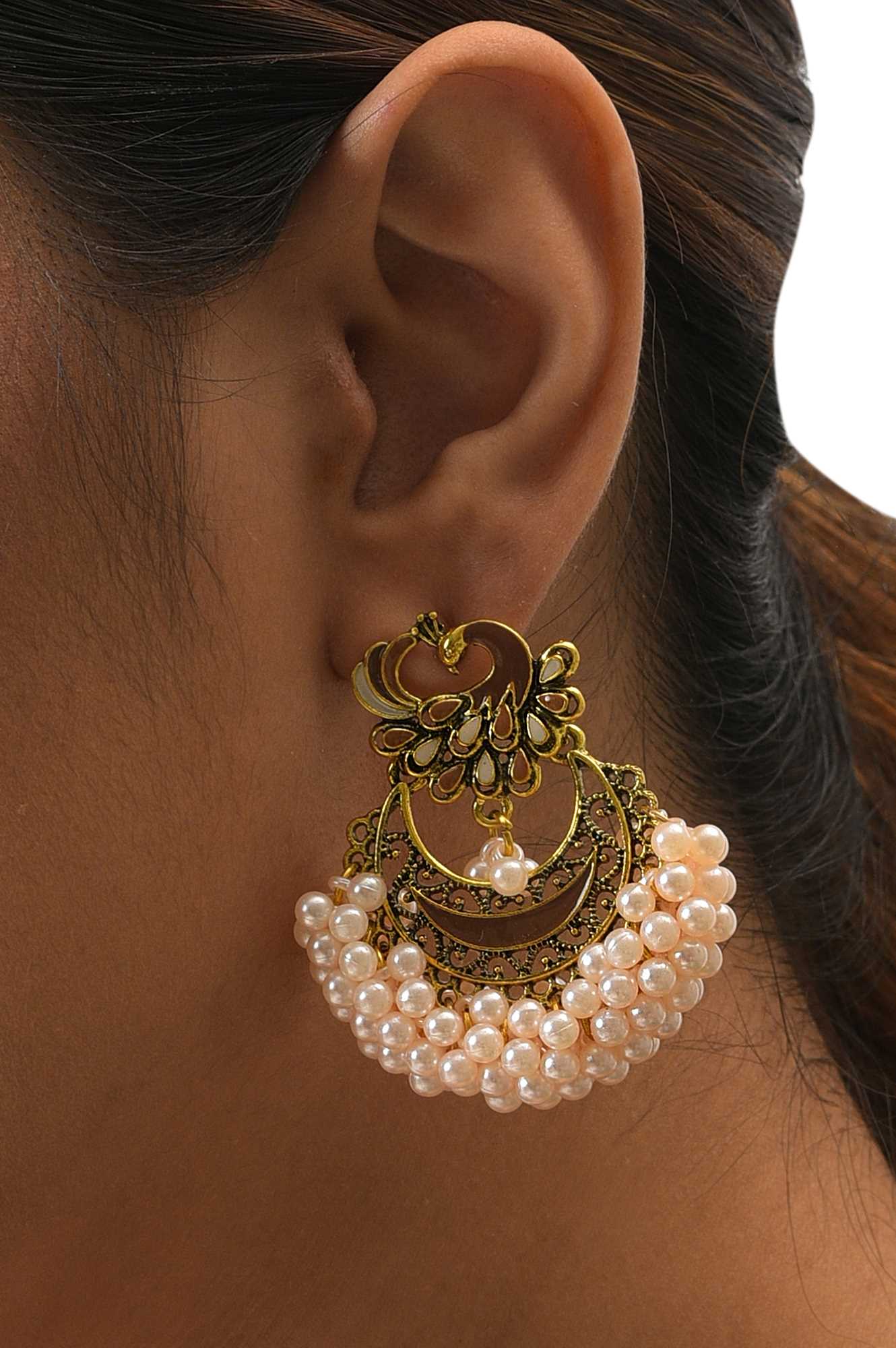 Brown Enamelled Ethnic Dangler Earrngs